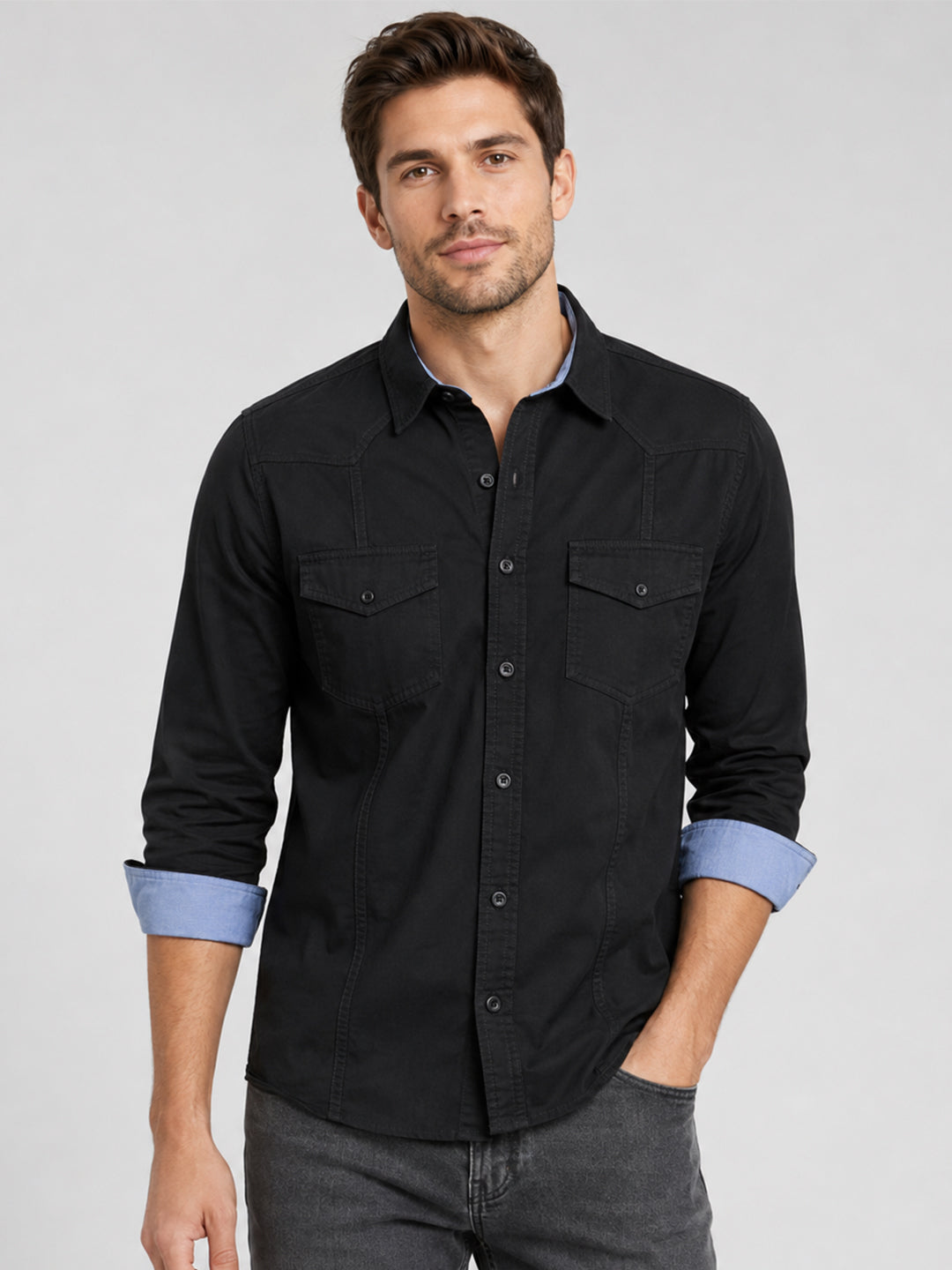 Cargo Style Black Shirt