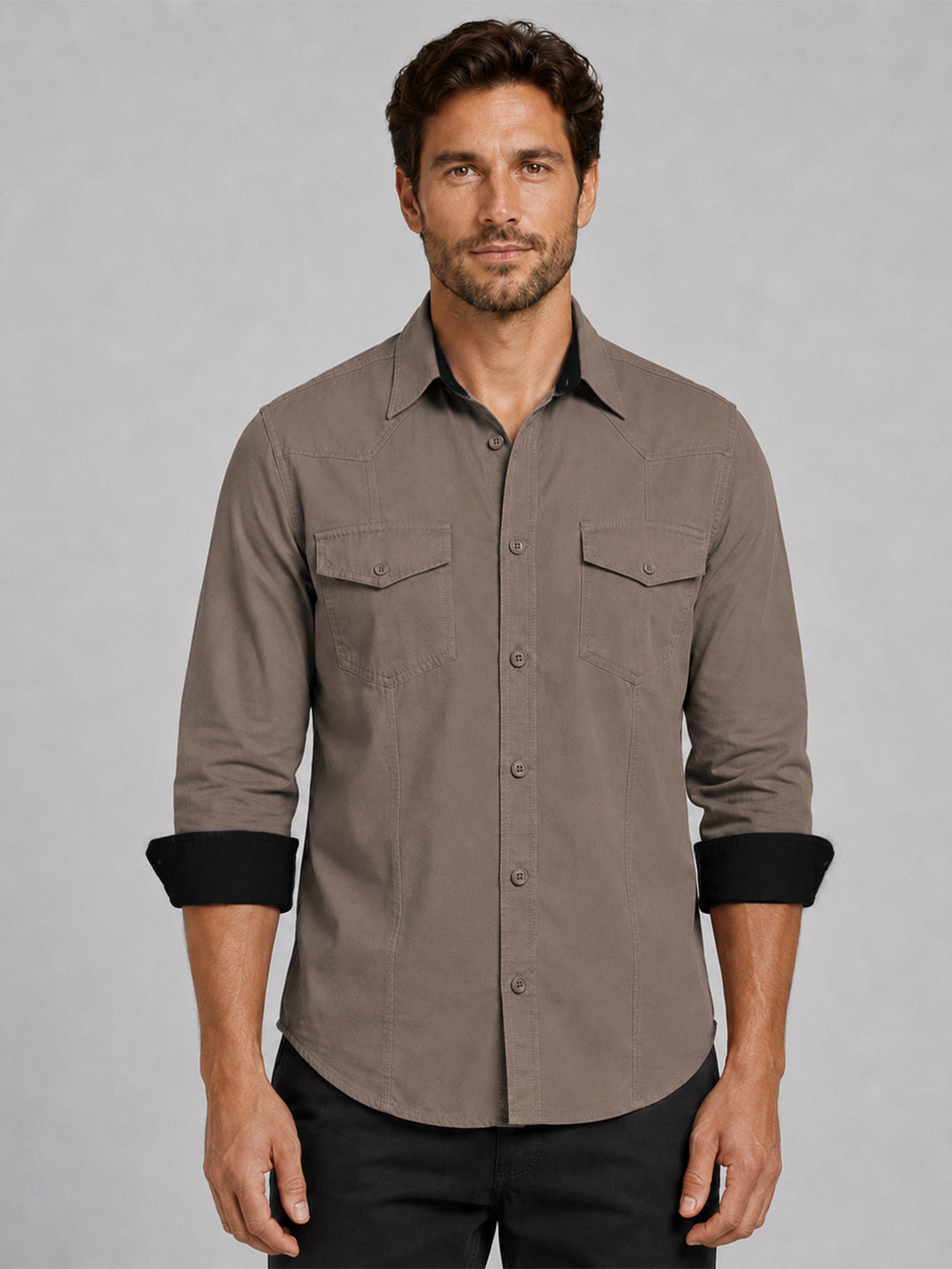 Pack Of 2 Cargo Style Khaki & Bottle Green Shirt