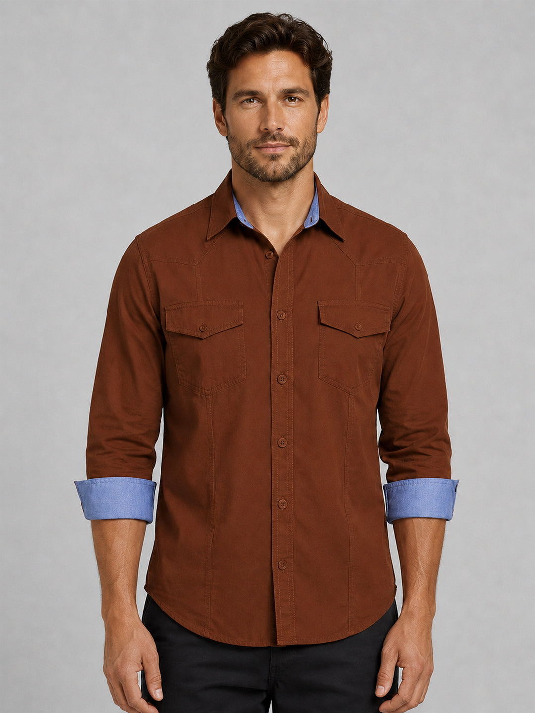 Pack Of 2 Cargo Style White & Brown Shirt