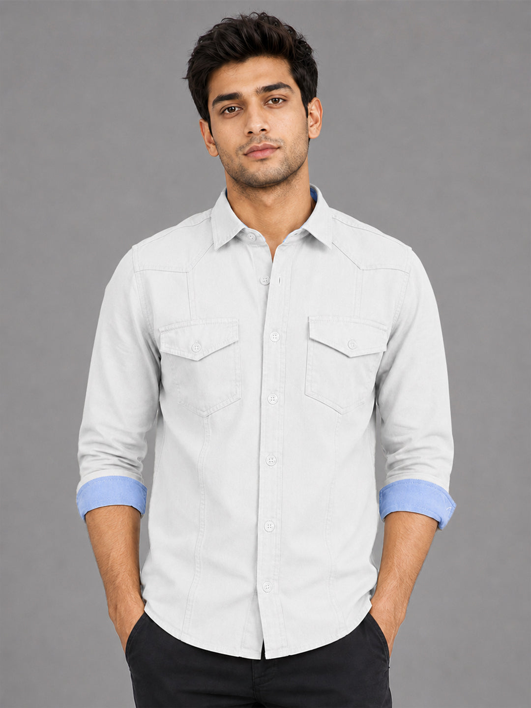 Cargo Style White Shirt