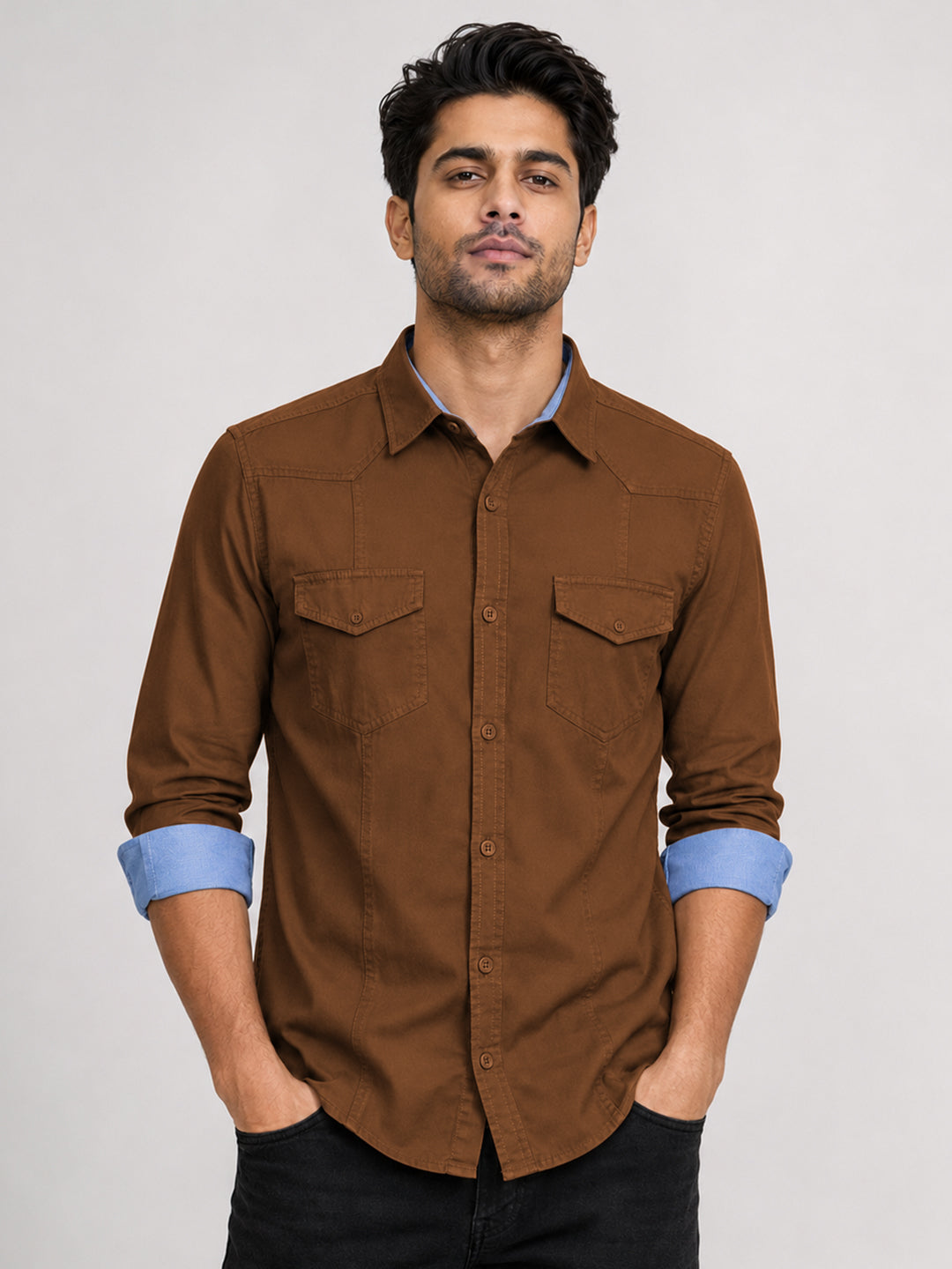 Cargo Style Dusty Brown Shirt