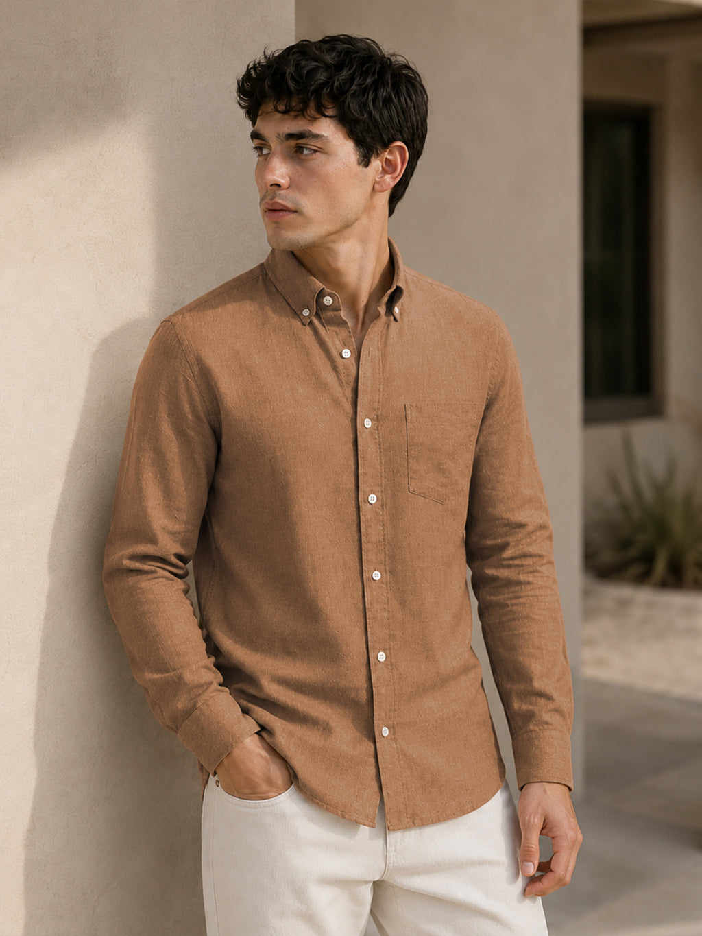 Dusty Brown Down Button