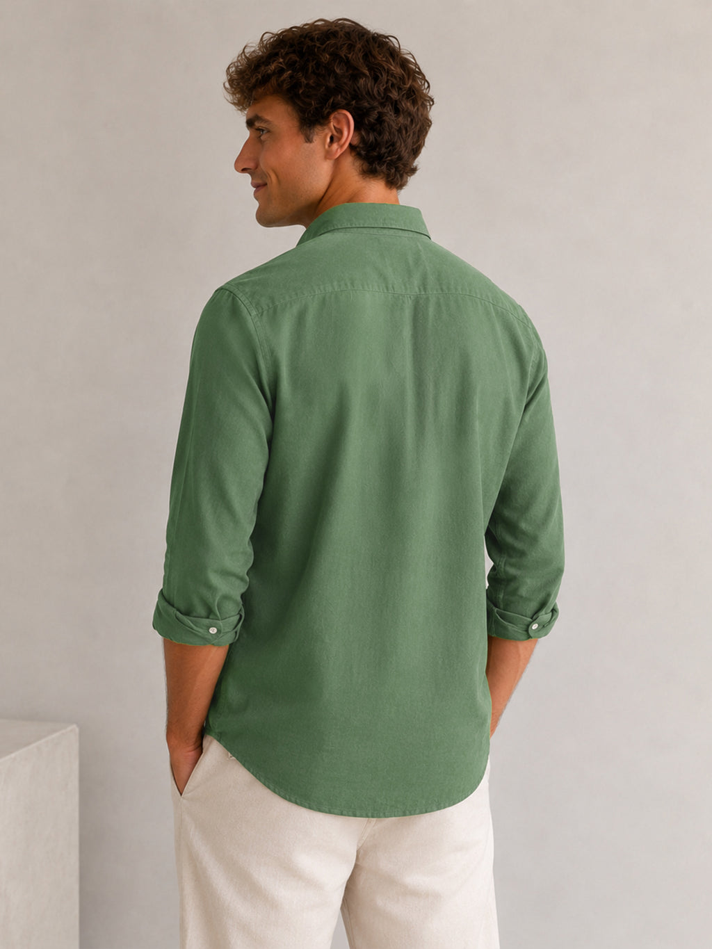 Green Linen Down Button