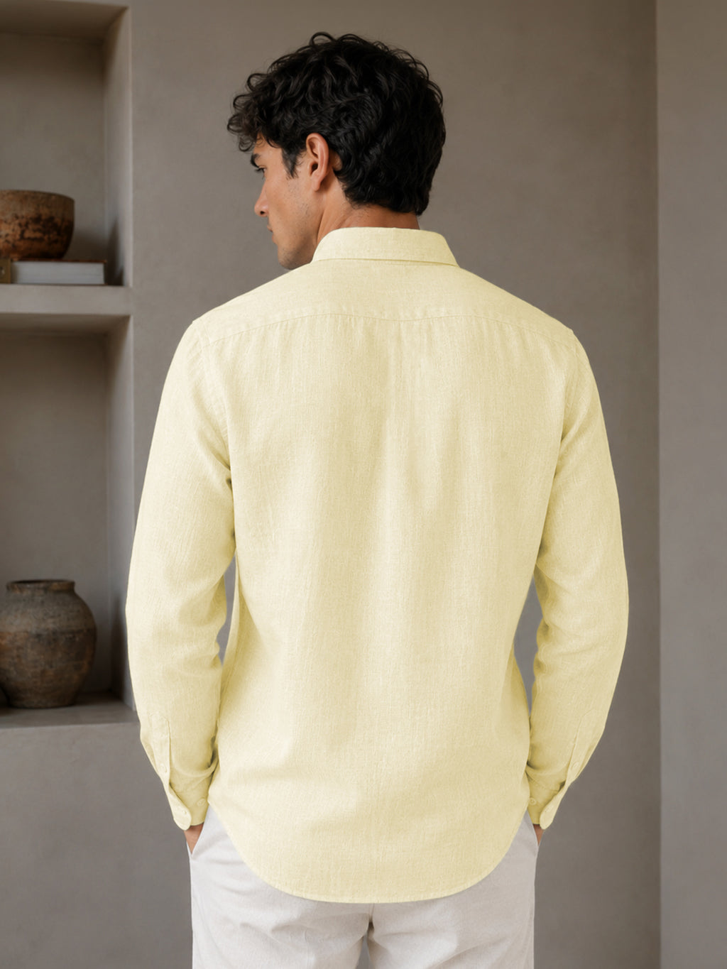Lemon Linen Down Button