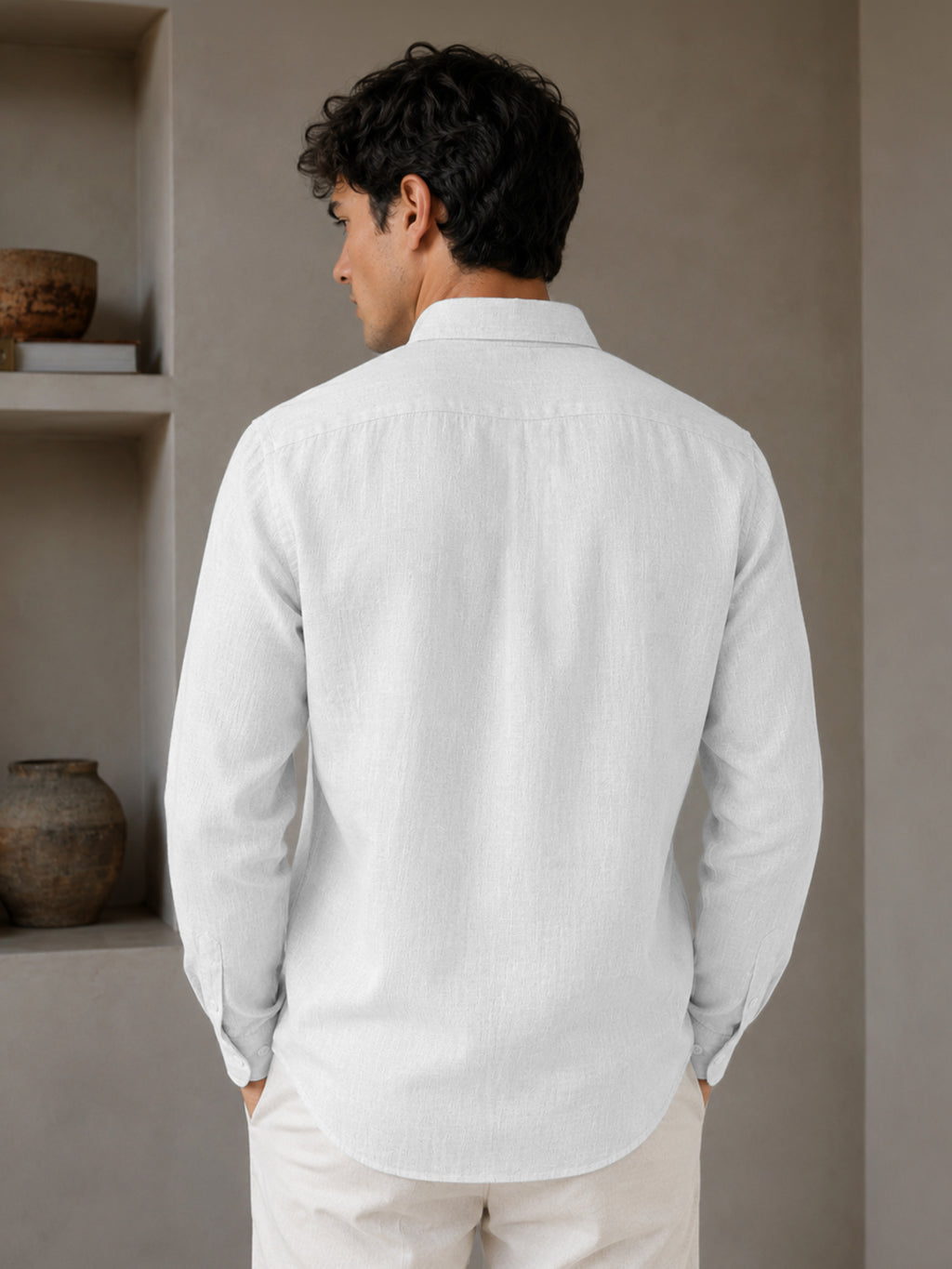 White Linen Down Button