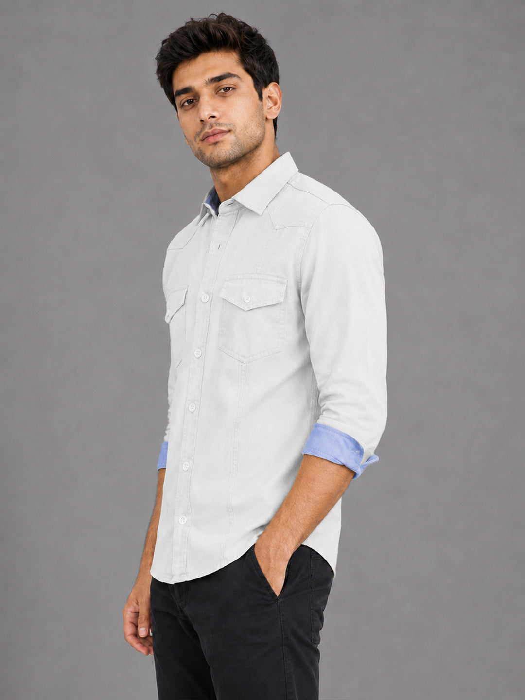 Cargo Style White Shirt