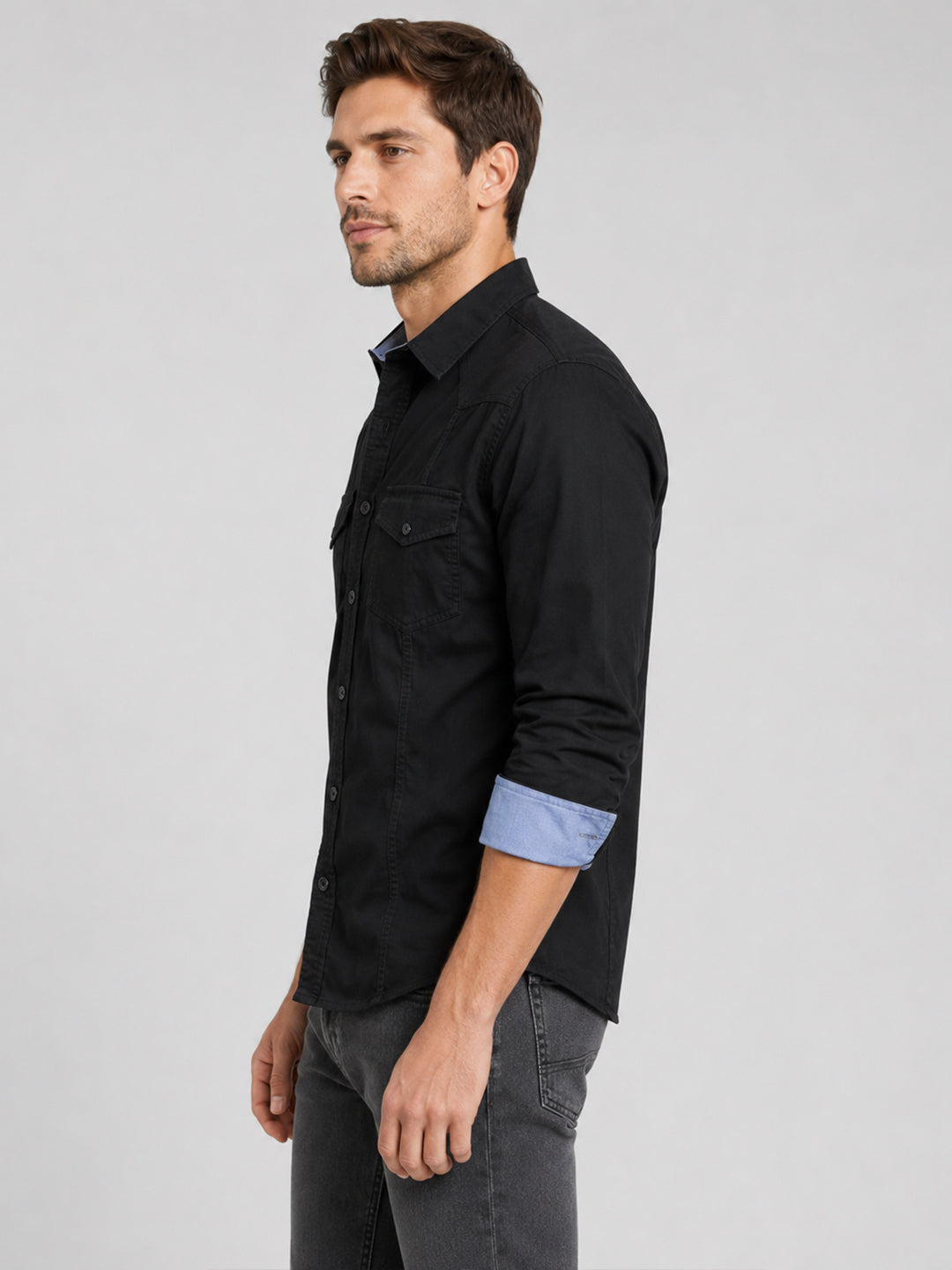 Cargo Style Black Shirt