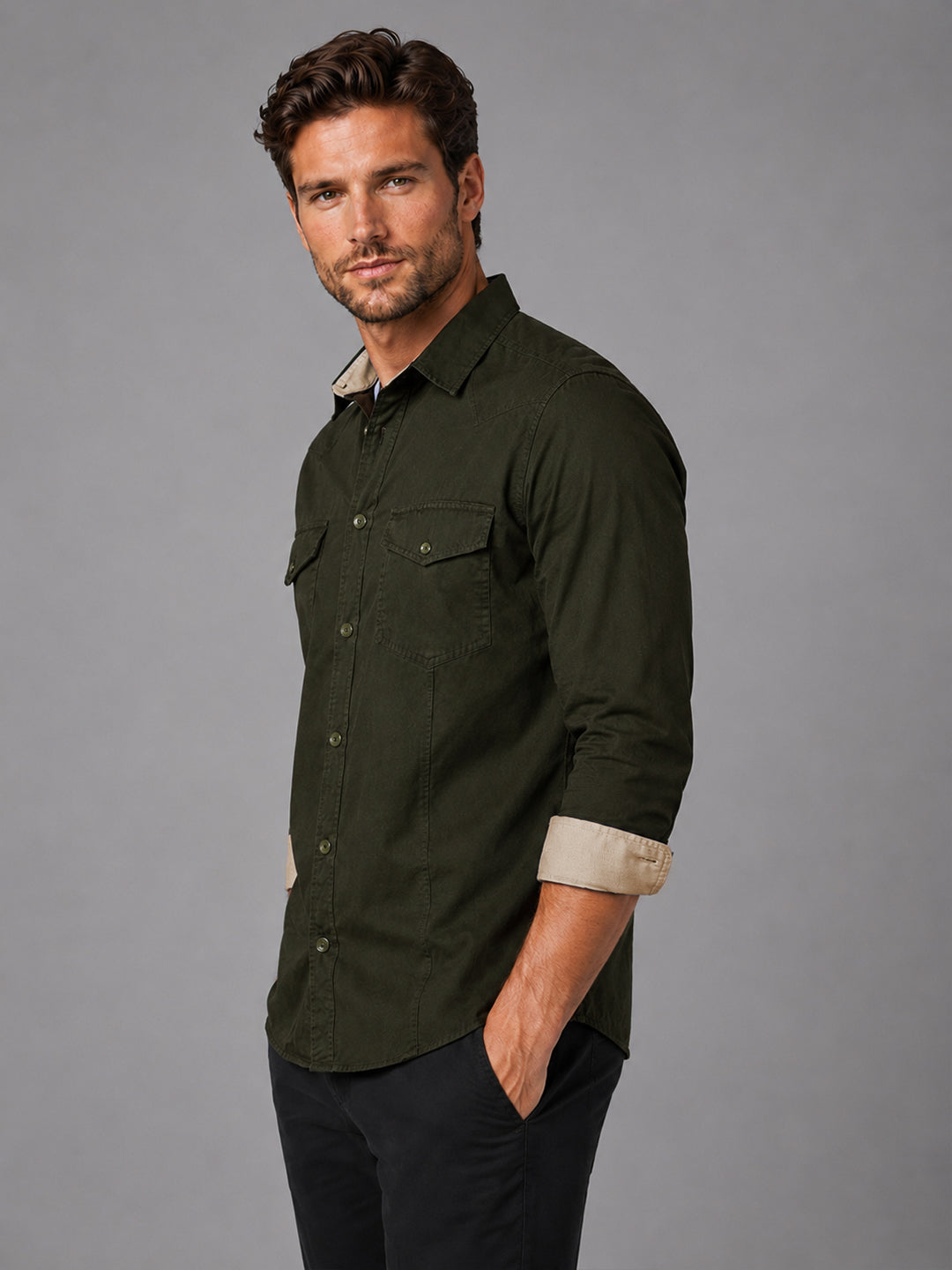 Cargo Style Bottle Green Shirt