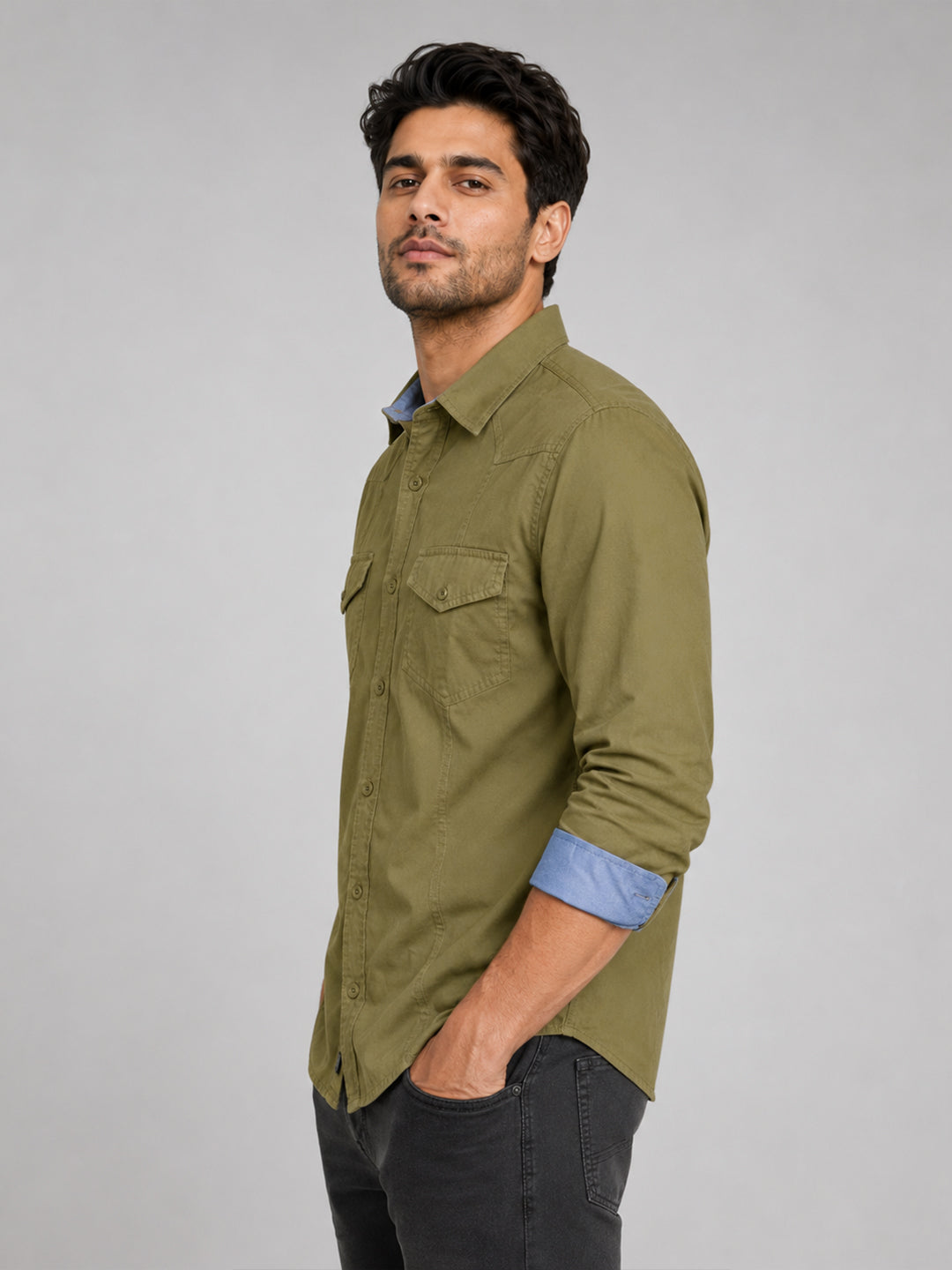 Cargo Style Olive Shirt