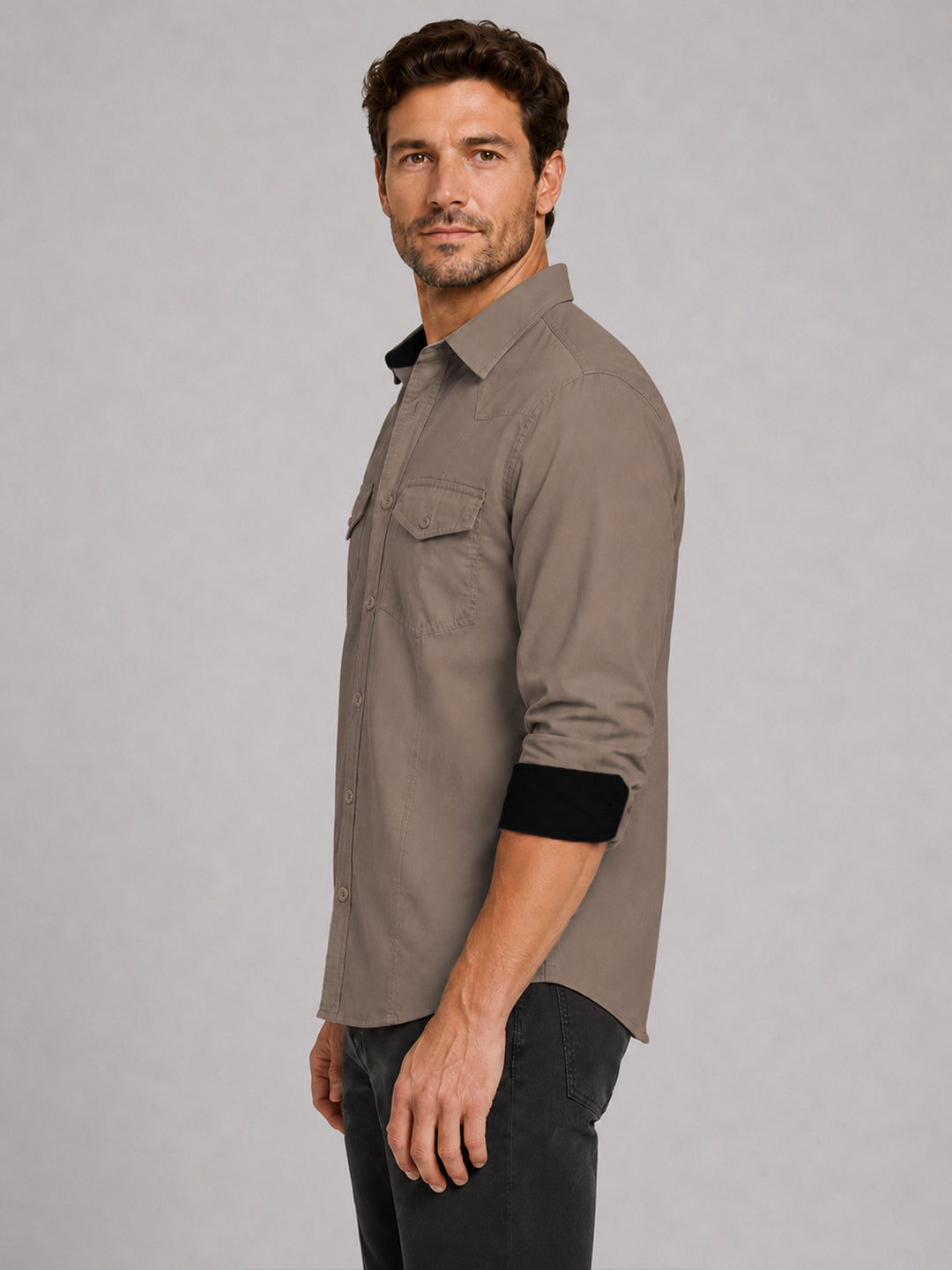 Pack Of 2 Cargo Style Brown & Khaki Shirt