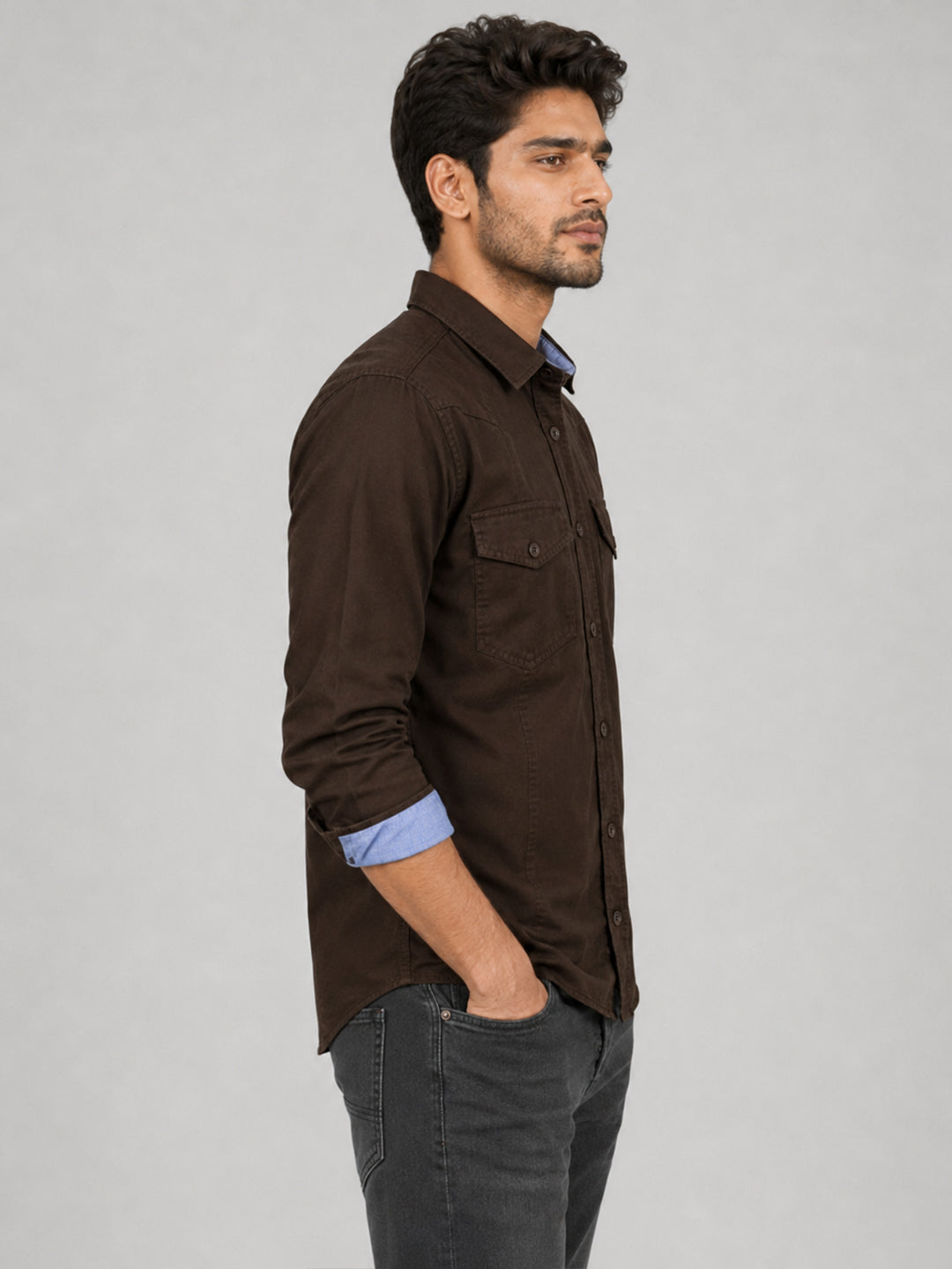 Cargo Style Dark Brown Shirt