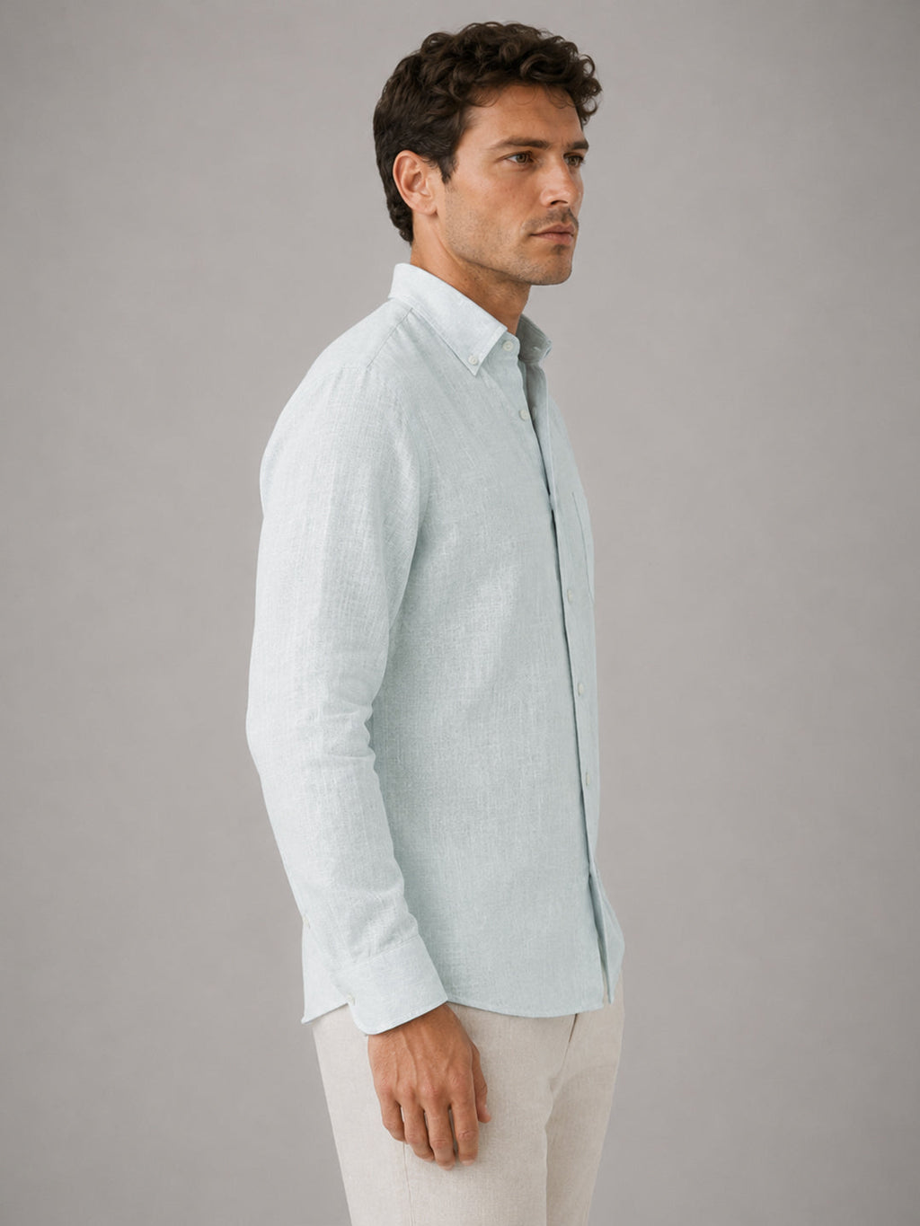 Turkish Blue Linen Shirt For Men