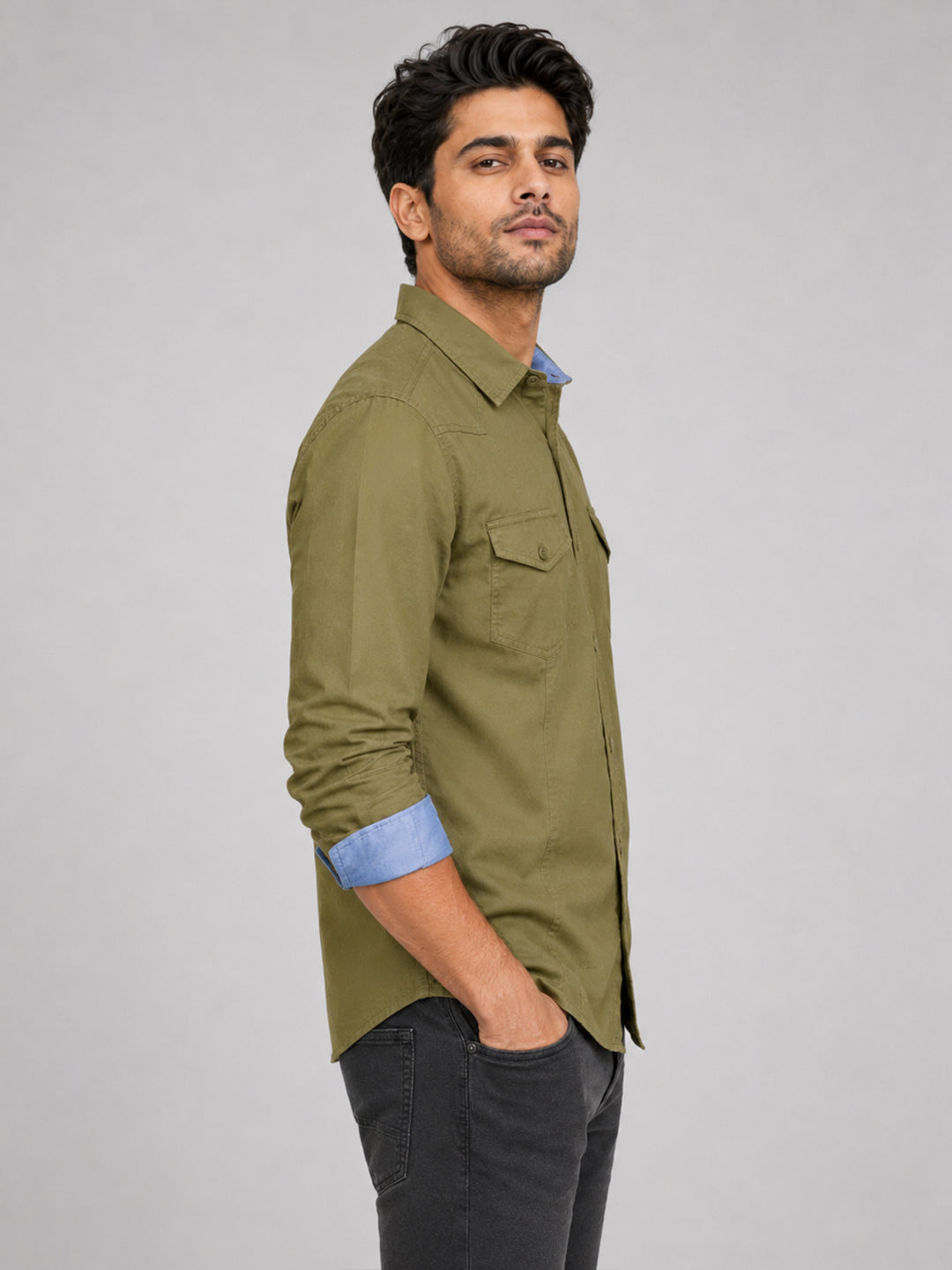 Cargo Style Olive Shirt