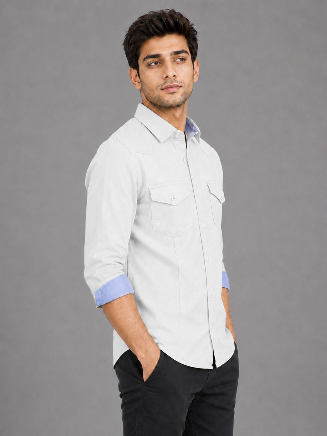 Pack Of 2 Cargo Style White & Brown Shirt