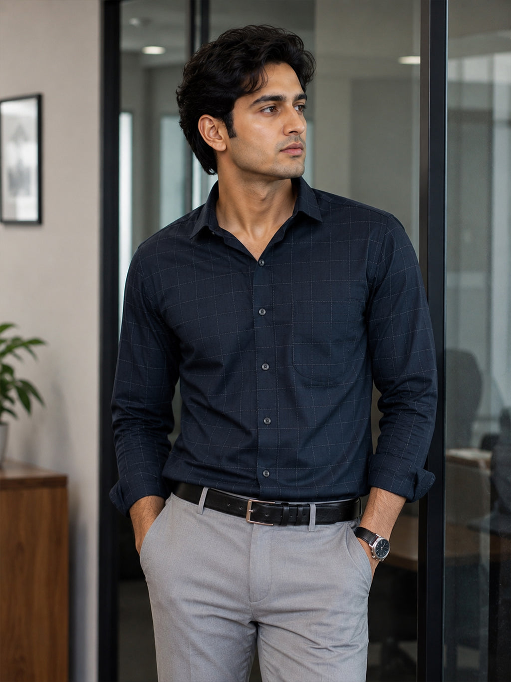 Navy Blue Signature Check