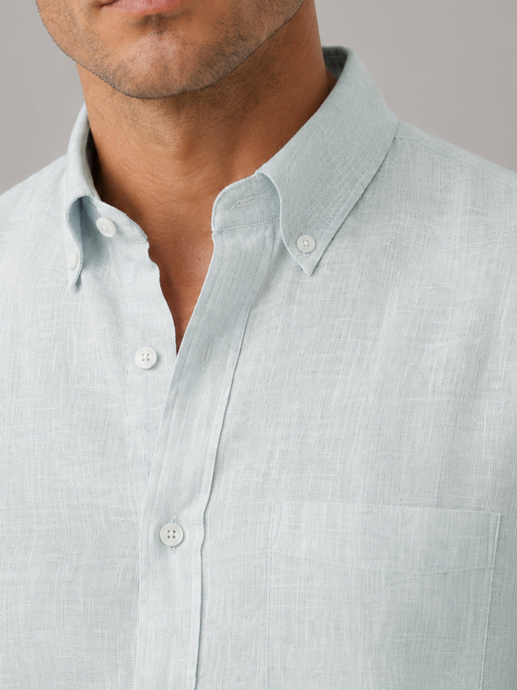 Turkish Blue Linen Shirt For Men