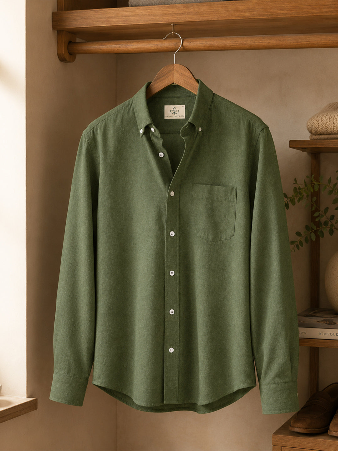 Olive Linen Down Button