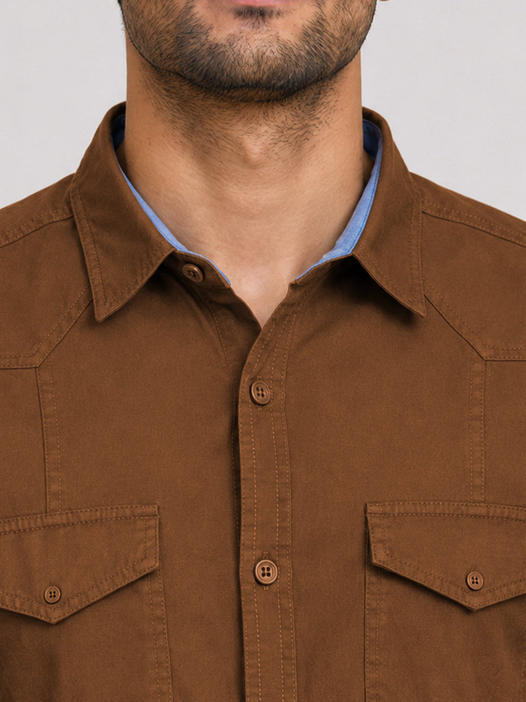 Pack Of 2 Cargo Style Dusty Brown & Dark Brown Shirt