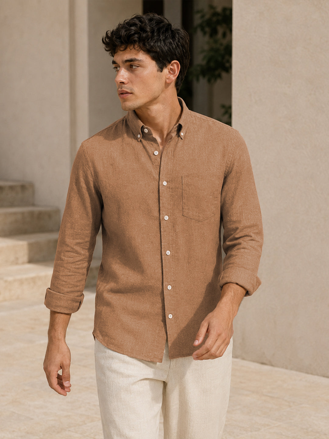 Dusty Brown Down Button