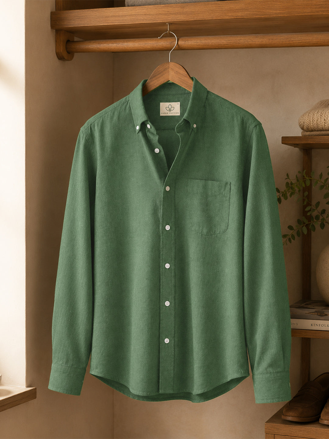 Green Linen Down Button
