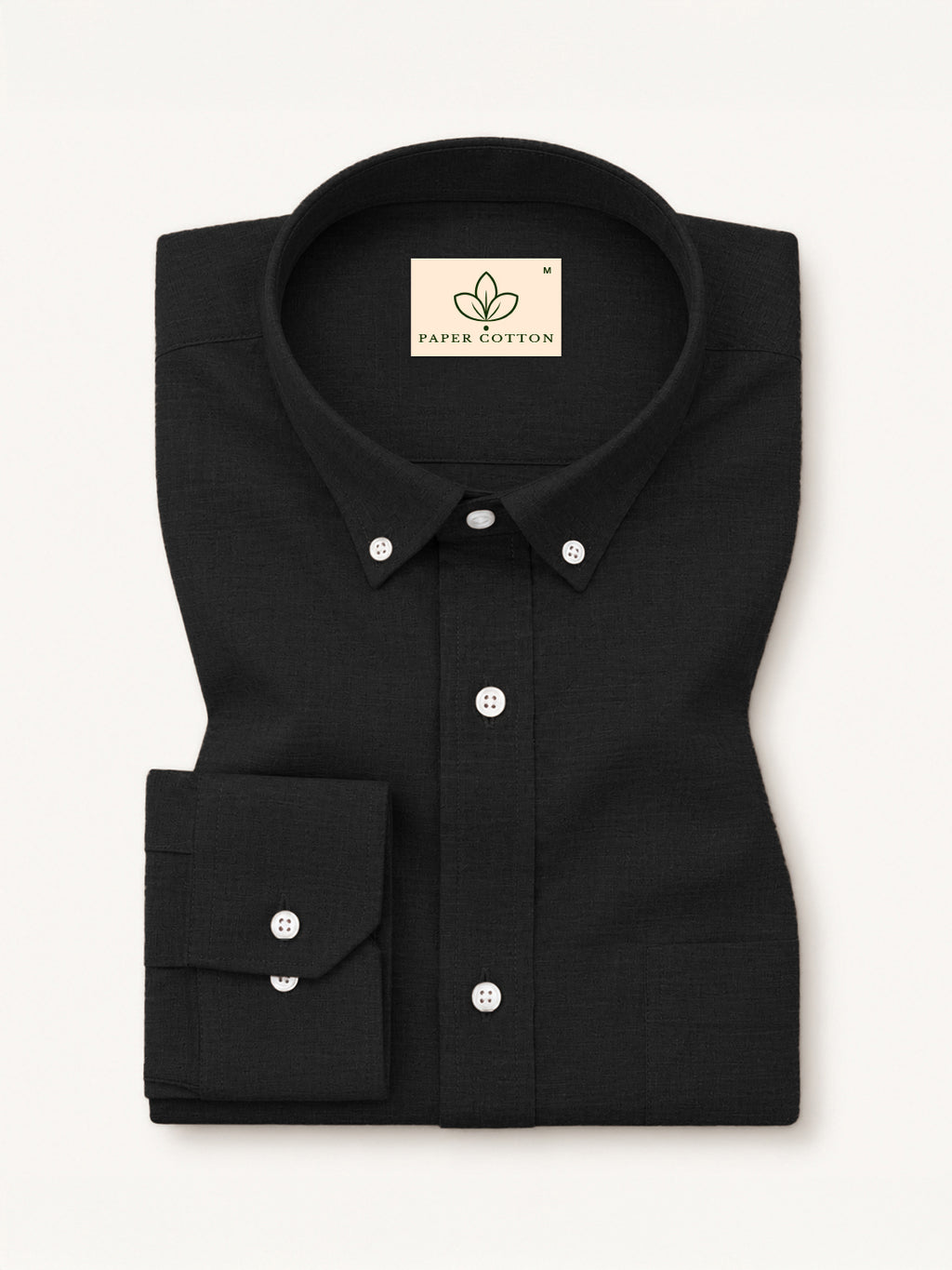 Black Linen Down Button