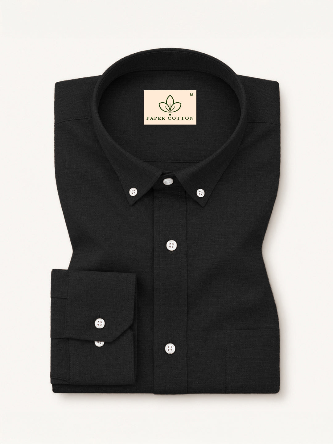 Black Linen Down Button