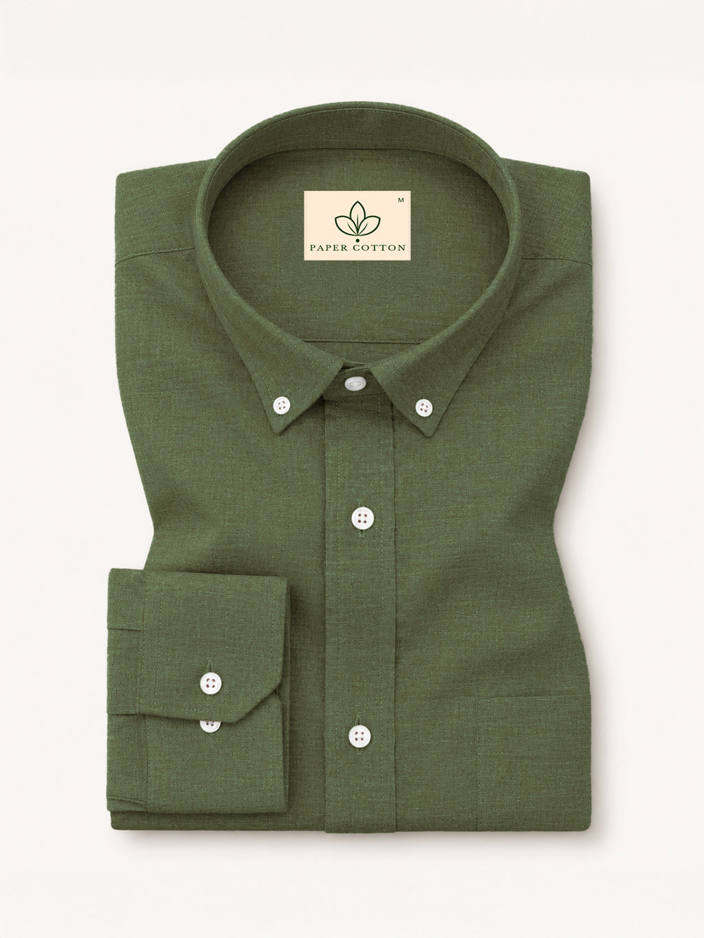 Olive Linen Down Button