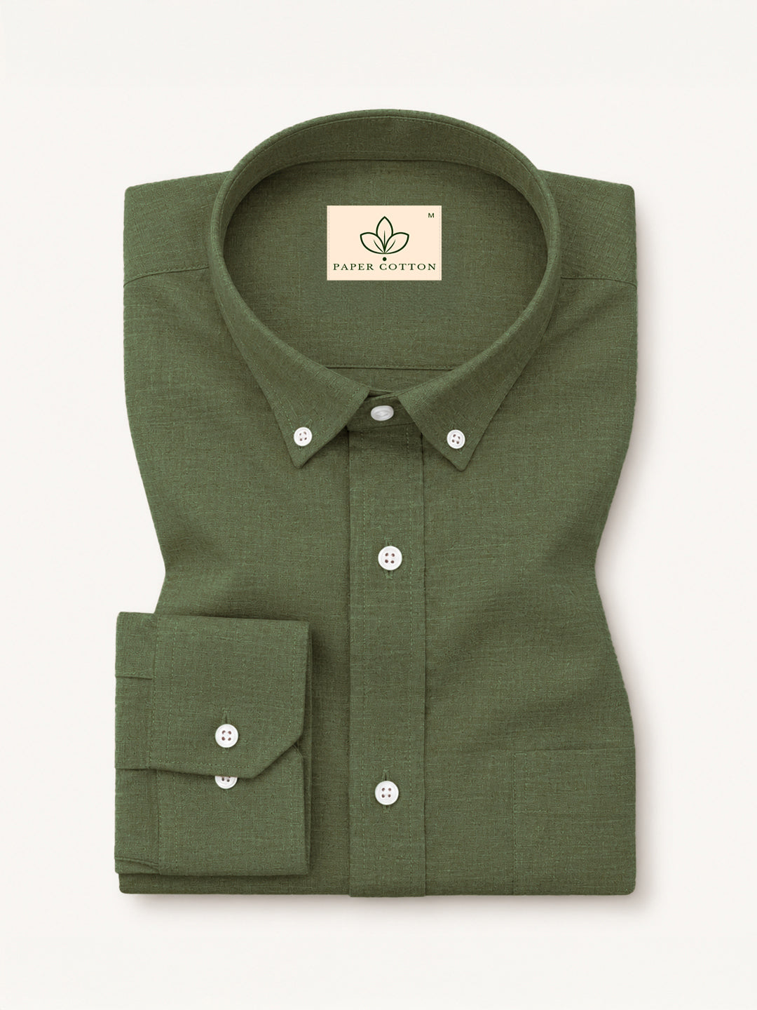 Olive Linen Down Button