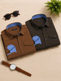 Pack Of 2 Cargo Style Dusty Brown & Dark Brown Shirt